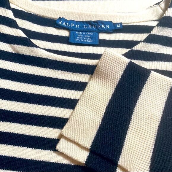 Ralph Lauren Stretch Wool Knit Parisian Breton Stripe Sweater - Picture 2 of 16